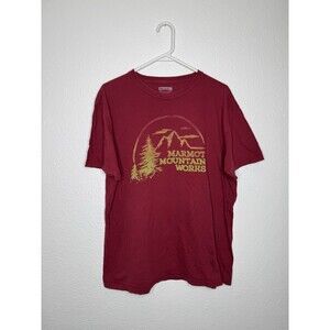 Marmot Mountain Works Red T-Shirt Mens Size L Outdoors Hiking Camping Organic